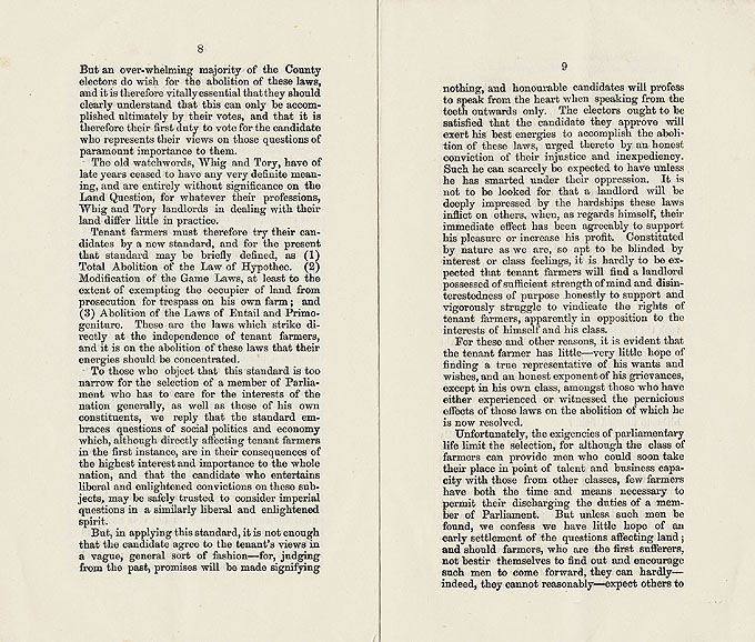 RAD044, Address to the parliamentary electors by the Liberal Committee for Aberdeenshire