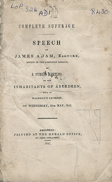RAD045, Complete Suffrage, speech by James Adam