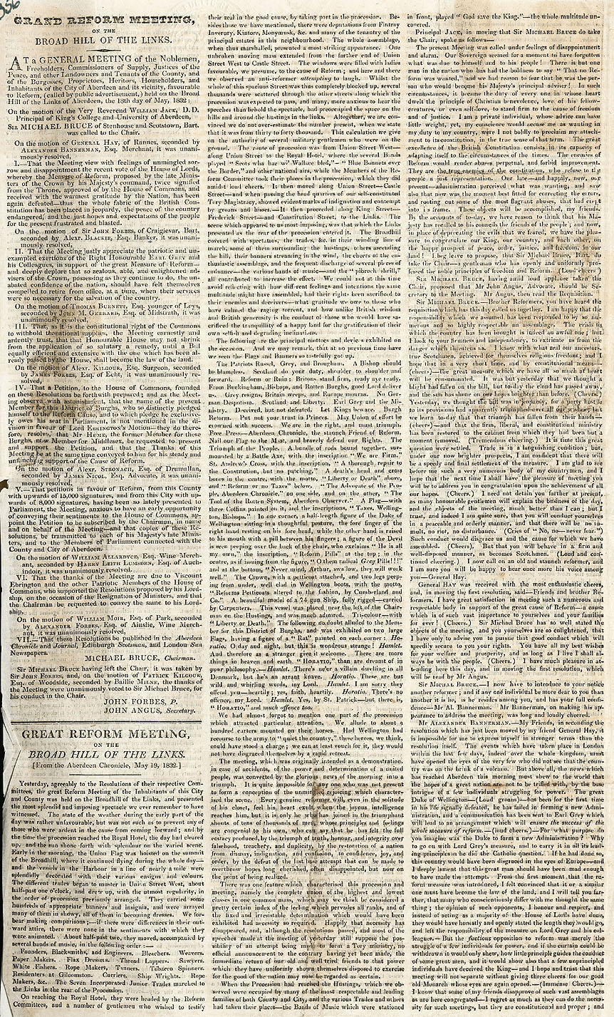 RAD066, Grand Reform meeting held on the Broad Hill of the Links,  Aberdeen 18th May 1832