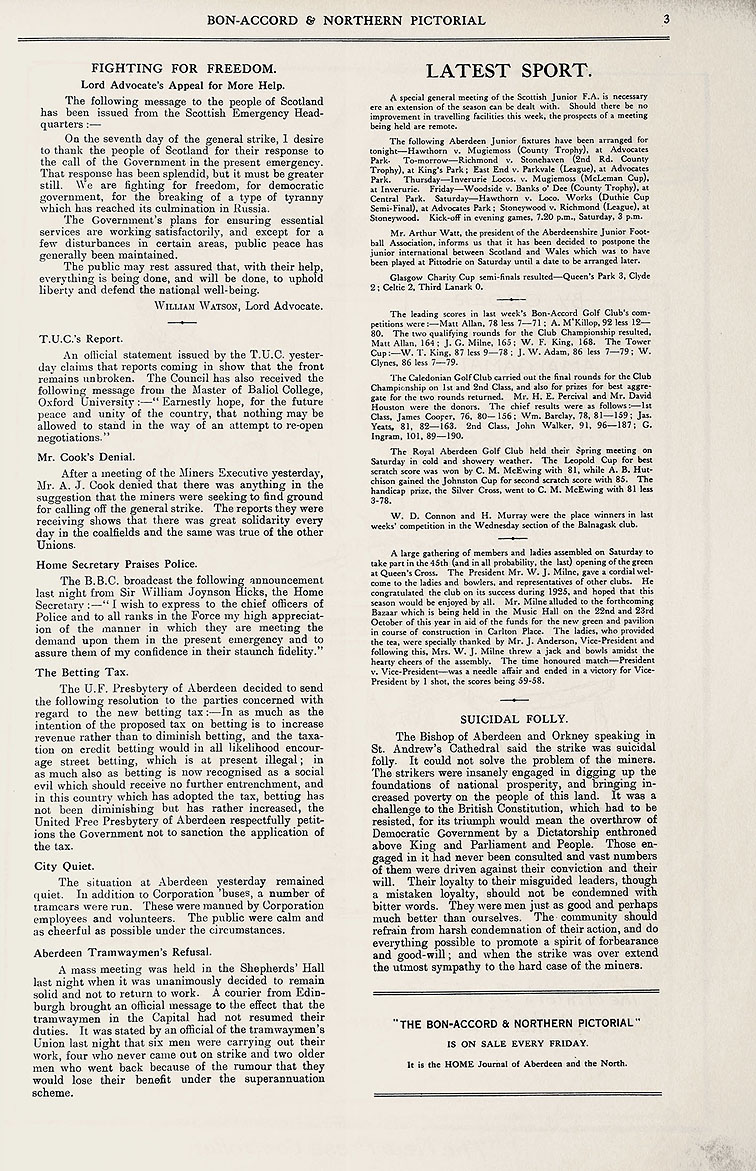 RAD069, Bon-Accord and Northern Pictorial Special Strike Number No 3