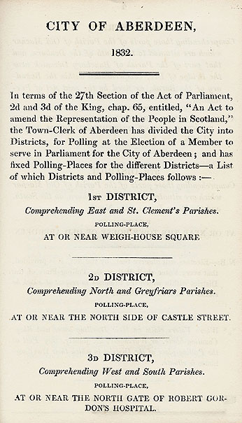 RAD092, An Alphabetical List of the names, Designations, and Places of Residence of the Electors for the City of Aberdeen, 1832
