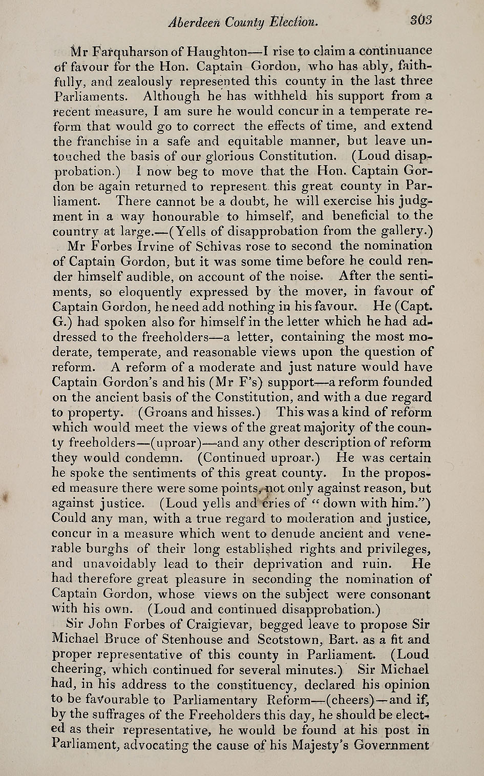RAD095, The Petition of the Working Classes of Aberdeen and its Vicinity, to the House of Commons; Aberdeen County Election; Sir Michael Bruce's Dinner; Burgh Election; The Dinner