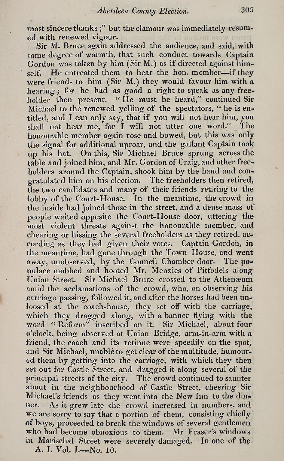 RAD095, The Petition of the Working Classes of Aberdeen and its Vicinity, to the House of Commons; Aberdeen County Election; Sir Michael Bruce's Dinner; Burgh Election; The Dinner