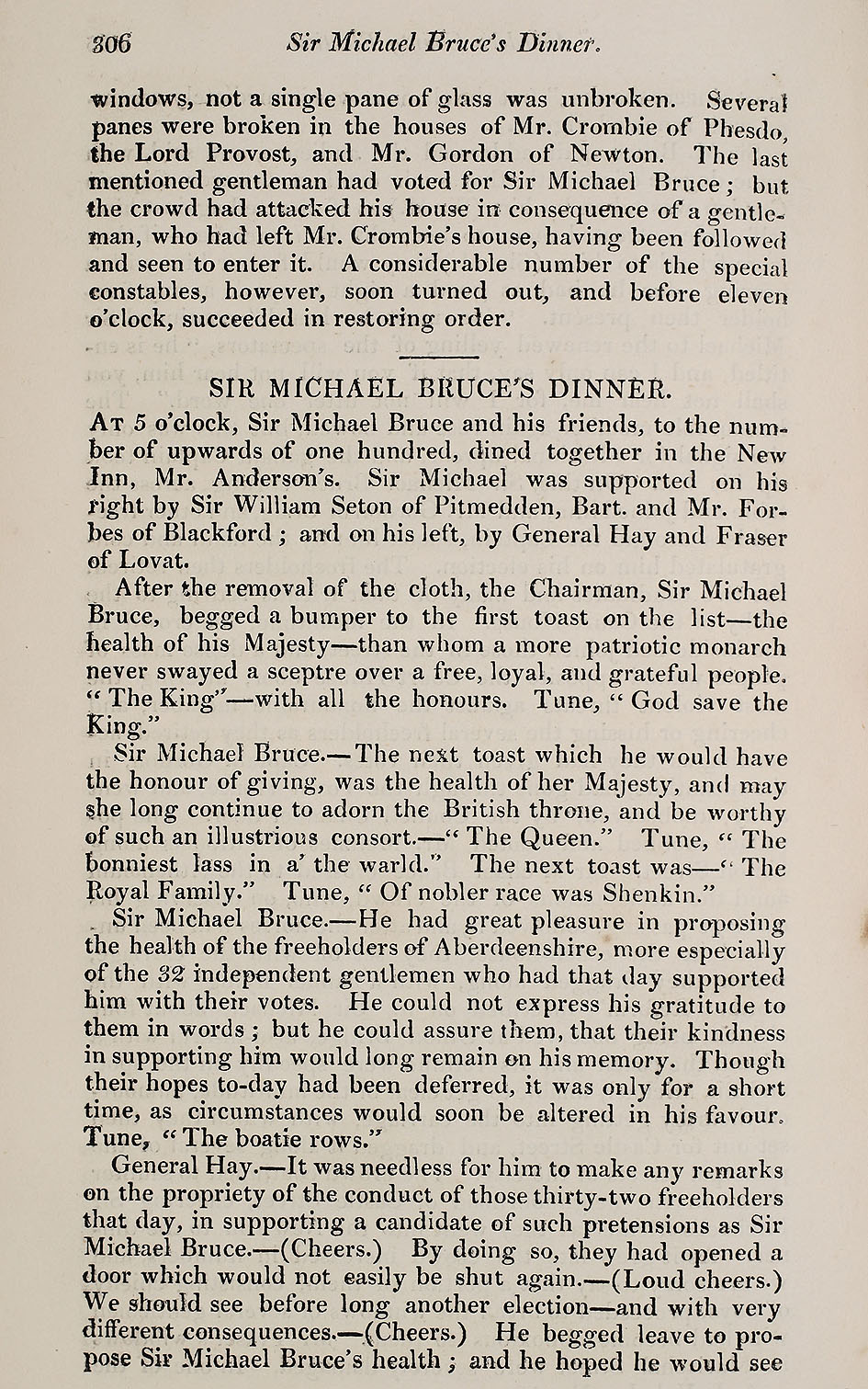 RAD095, The Petition of the Working Classes of Aberdeen and its Vicinity, to the House of Commons; Aberdeen County Election; Sir Michael Bruce's Dinner; Burgh Election; The Dinner
