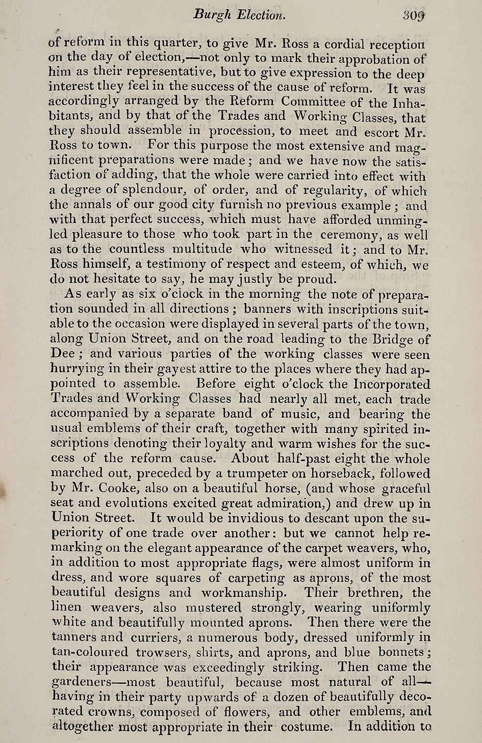 RAD095, The Petition of the Working Classes of Aberdeen and its Vicinity, to the House of Commons; Aberdeen County Election; Sir Michael Bruce's Dinner; Burgh Election; The Dinner