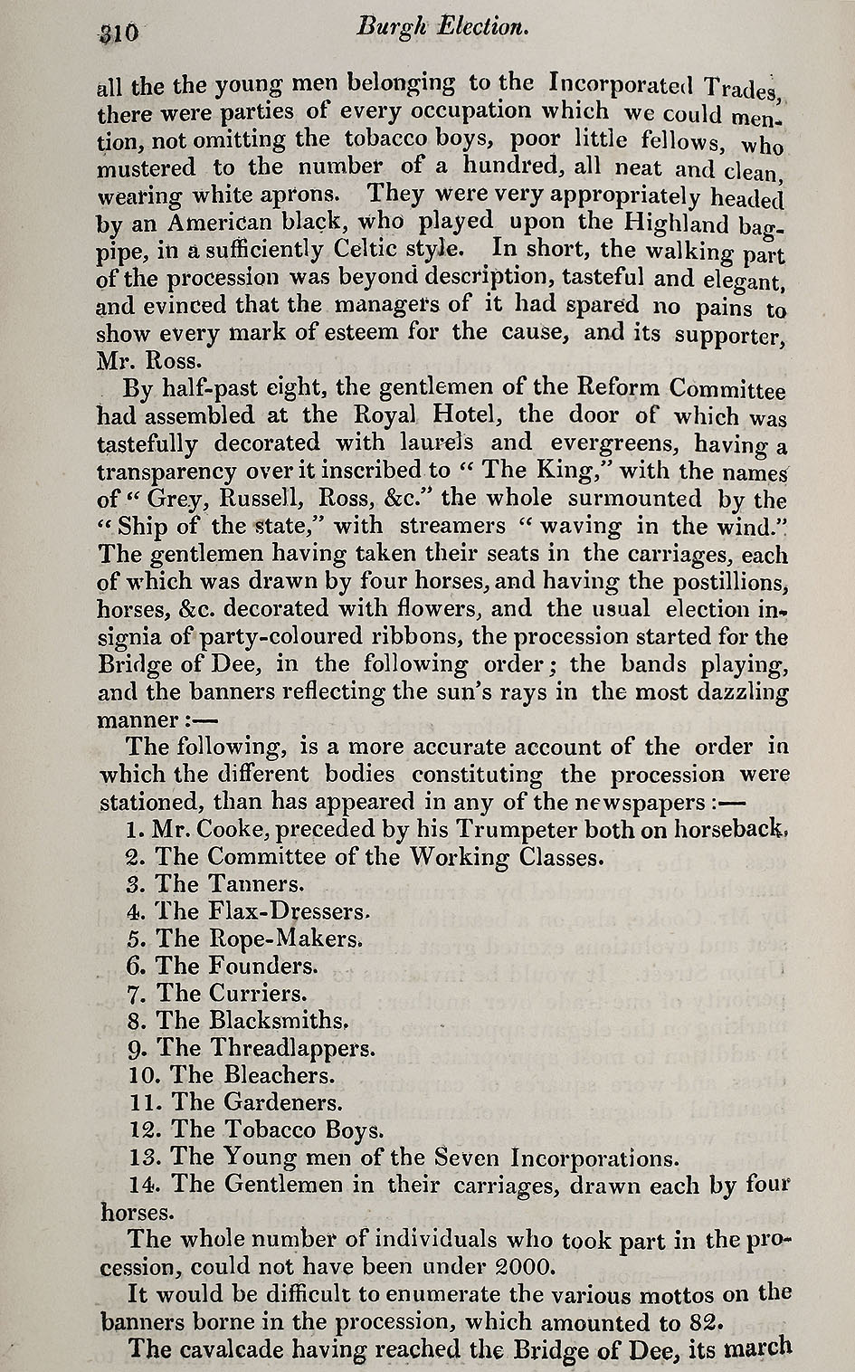 RAD095, The Petition of the Working Classes of Aberdeen and its Vicinity, to the House of Commons; Aberdeen County Election; Sir Michael Bruce's Dinner; Burgh Election; The Dinner