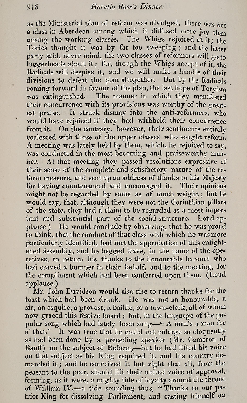 RAD095, The Petition of the Working Classes of Aberdeen and its Vicinity, to the House of Commons; Aberdeen County Election; Sir Michael Bruce's Dinner; Burgh Election; The Dinner