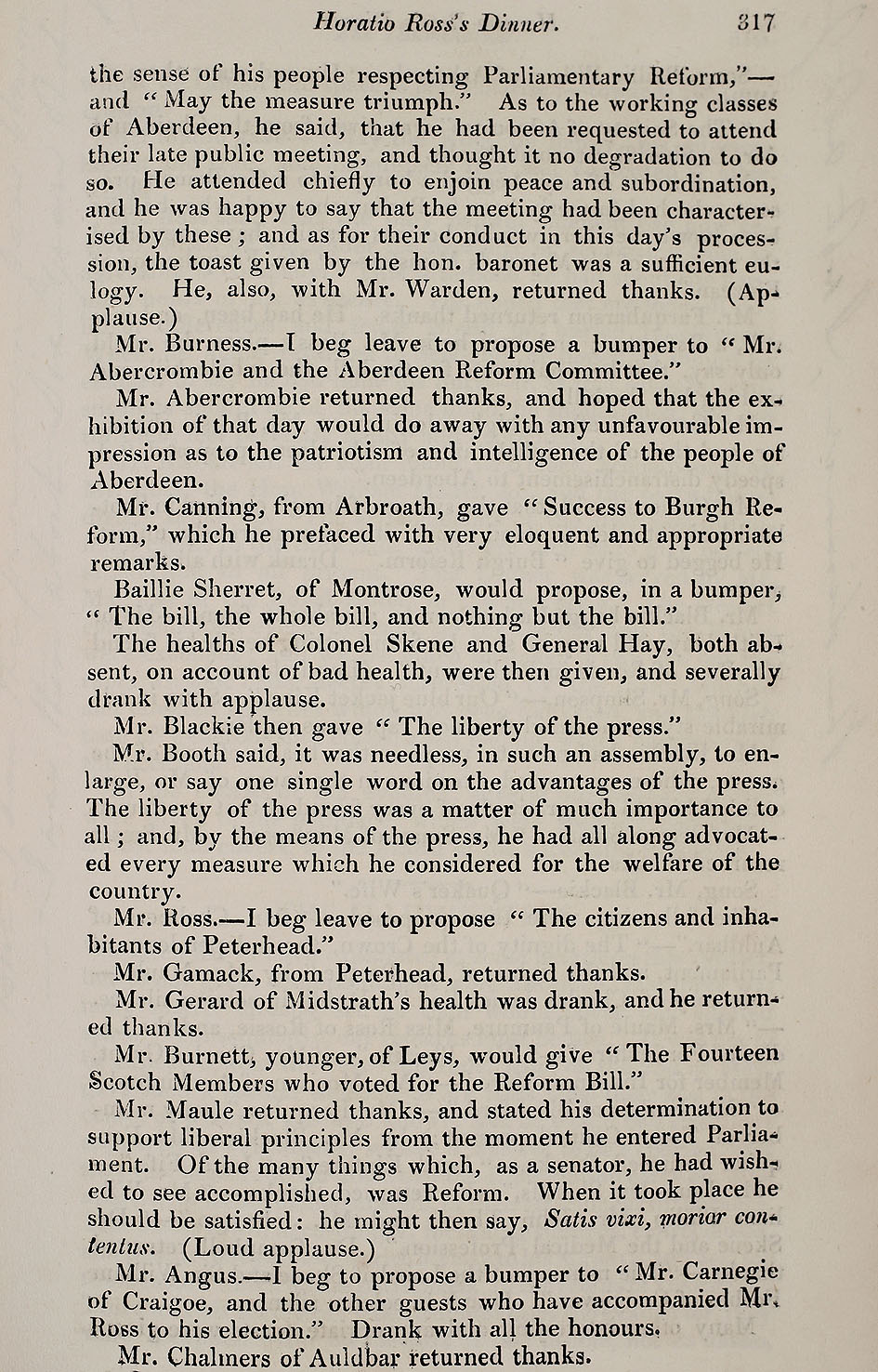RAD095, The Petition of the Working Classes of Aberdeen and its Vicinity, to the House of Commons; Aberdeen County Election; Sir Michael Bruce's Dinner; Burgh Election; The Dinner