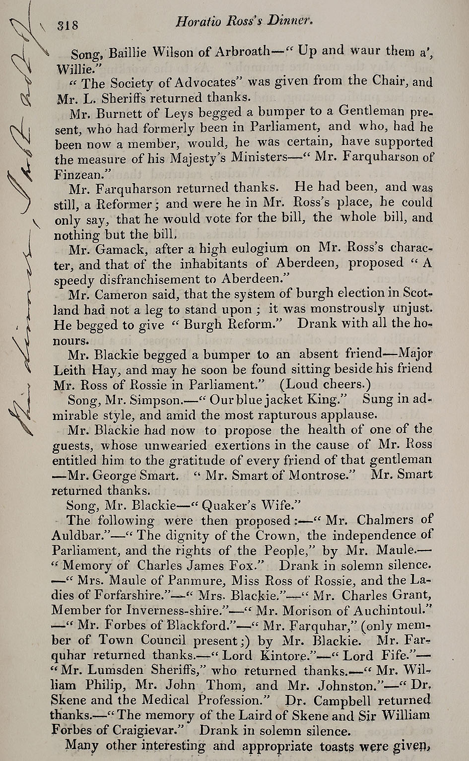 RAD095, The Petition of the Working Classes of Aberdeen and its Vicinity, to the House of Commons; Aberdeen County Election; Sir Michael Bruce's Dinner; Burgh Election; The Dinner