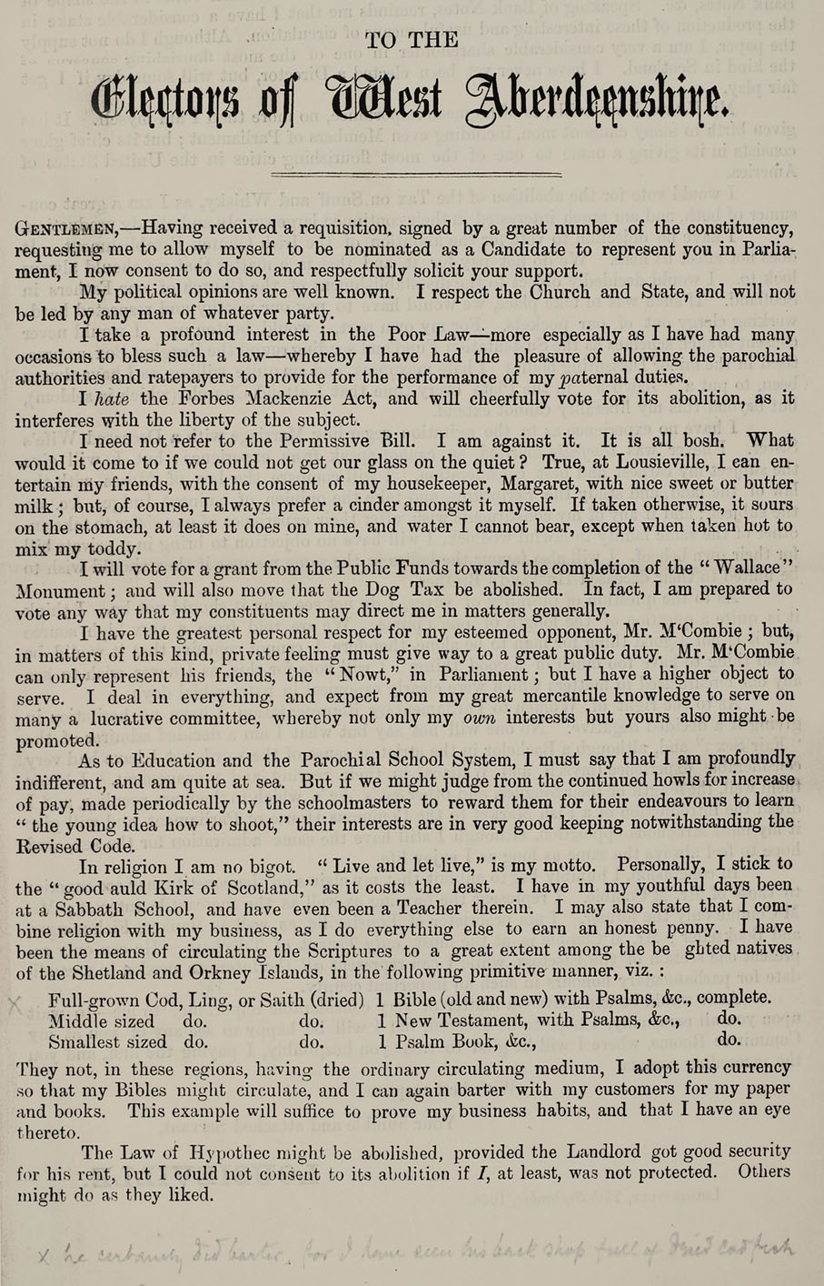 RAD105, To the Electors of West Aberdeenshire