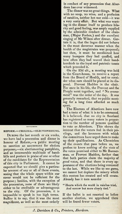 RAD119, Reform, Cholera, Electioneering