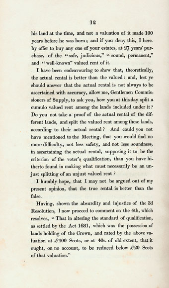 RAD126, Letter to Freeholders, Justices of Peace and Commissioners of Supply for the County of Aberdeen, on the Constitution of their late meeting, their speeches and resolutions. By a Most Notorious Demagogue