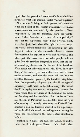 RAD126, Letter to Freeholders, Justices of Peace and Commissioners of Supply for the County of Aberdeen, on the Constitution of their late meeting, their speeches and resolutions. By a Most Notorious Demagogue