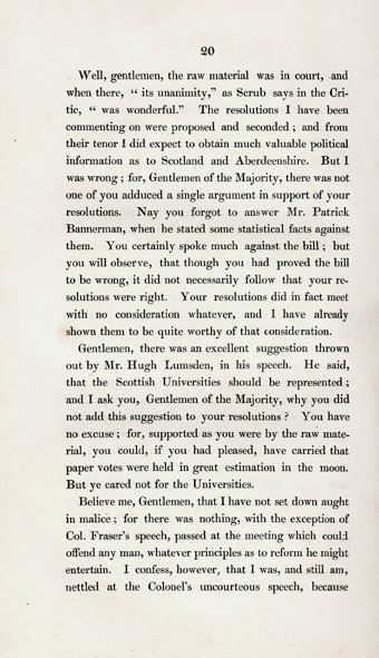 RAD126, Letter to Freeholders, Justices of Peace and Commissioners of Supply for the County of Aberdeen, on the Constitution of their late meeting, their speeches and resolutions. By a Most Notorious Demagogue