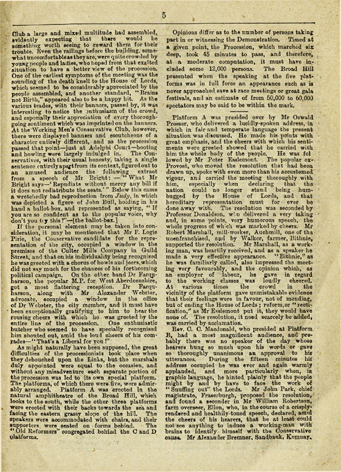 RAD132, The Reform Demonstration in Aberdeen. Description of the Procession and report of speeches at the Great Mass Meeting on the Links