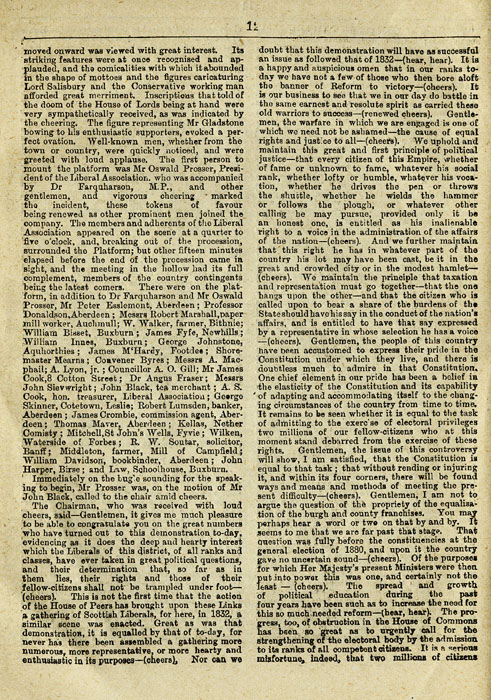 RAD132, The Reform Demonstration in Aberdeen. Description of the Procession and report of speeches at the Great Mass Meeting on the Links