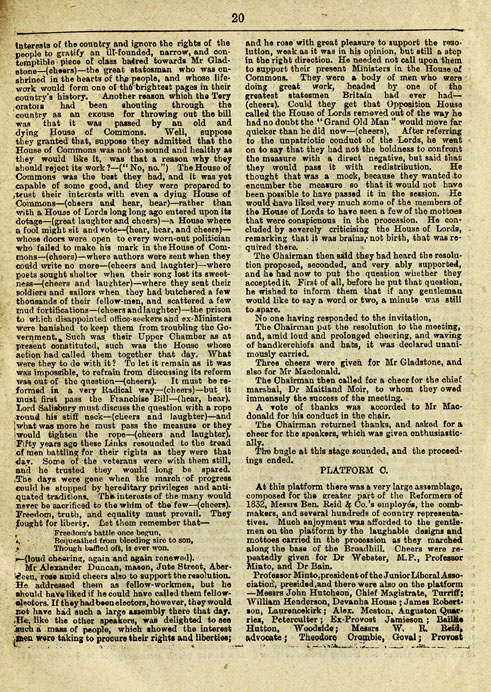RAD132, The Reform Demonstration in Aberdeen. Description of the Procession and report of speeches at the Great Mass Meeting on the Links