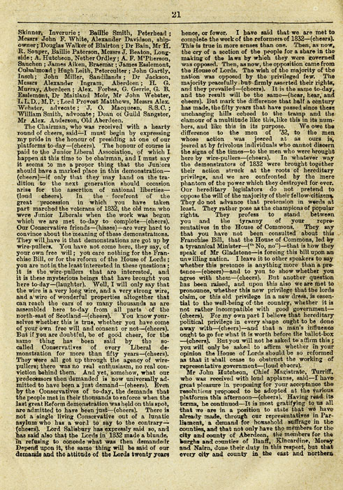 RAD132, The Reform Demonstration in Aberdeen. Description of the Procession and report of speeches at the Great Mass Meeting on the Links