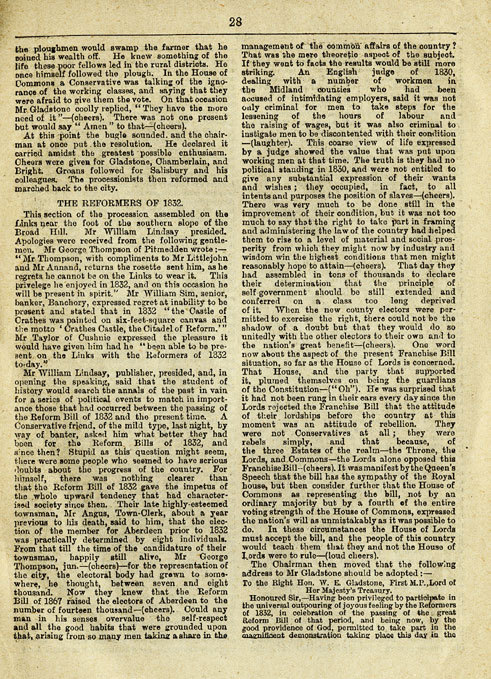RAD132, The Reform Demonstration in Aberdeen. Description of the Procession and report of speeches at the Great Mass Meeting on the Links