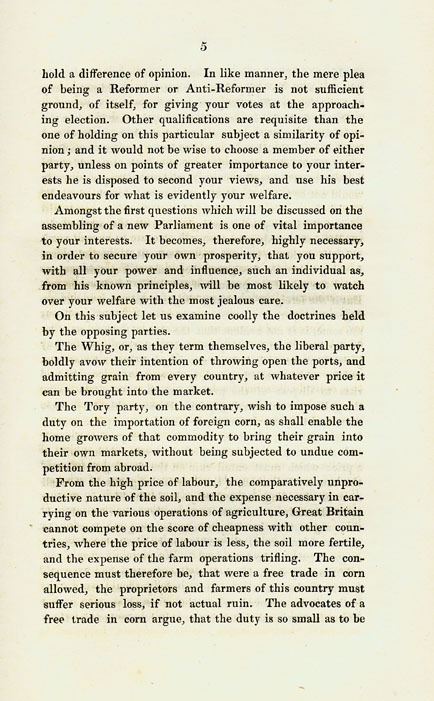 RAD140, Remarks on the Principles of the Opposing Candidates for the representation of Aberdeenshire