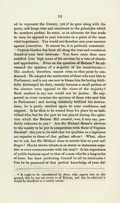 RAD140, Remarks on the Principles of the Opposing Candidates for the representation of Aberdeenshire