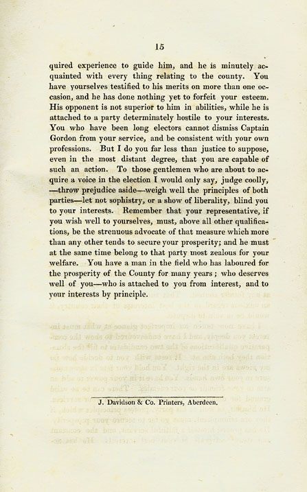 RAD140, Remarks on the Principles of the Opposing Candidates for the representation of Aberdeenshire