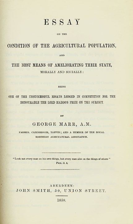 RAD141, Essay on the condition of the agricultural population, and the best means of ameliorating their state morally and socially