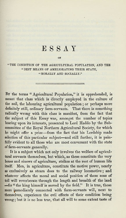 RAD141, Essay on the condition of the agricultural population, and the best means of ameliorating their state morally and socially