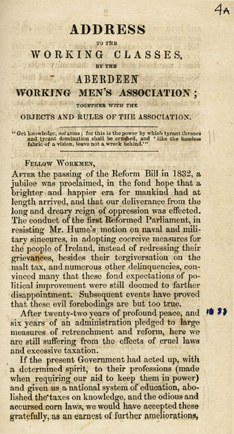 RAD143, Address to the Working Classes by the Aberdeen Working Men's Association
