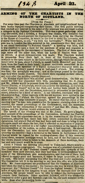 RAD145, Arming of the Chartists in the North of Scotland