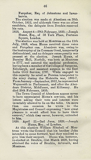 RAD160, Notes on the members of Parliament for the Burgh of Aberdeen 1357 - 1886