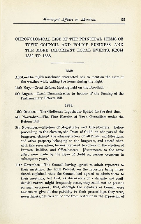RAD161, Municipal Affairs in Aberdeen 1838 - 1888