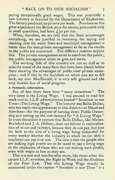 RAD175, 'Back on to our Socialism', An Open Letter to the Right Hon. J. Ramsay MacDonald; letter in reply from J. Ramsay MacDonald to James Leatham