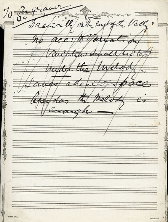 Note to engraver about Dorsincilly