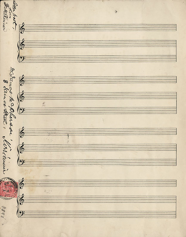 Music manuscript addressed to James Macpherson