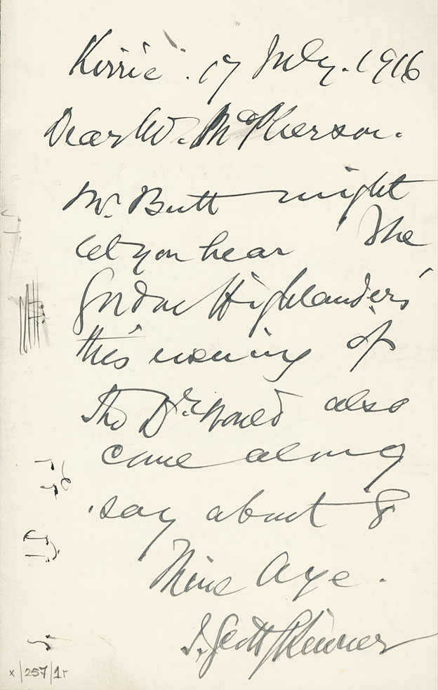 Note to James MacPherson from James Scott Skinner