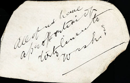 Note on a shirt cuff