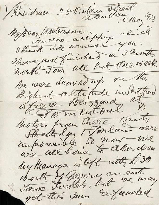 Letter to David Waterson