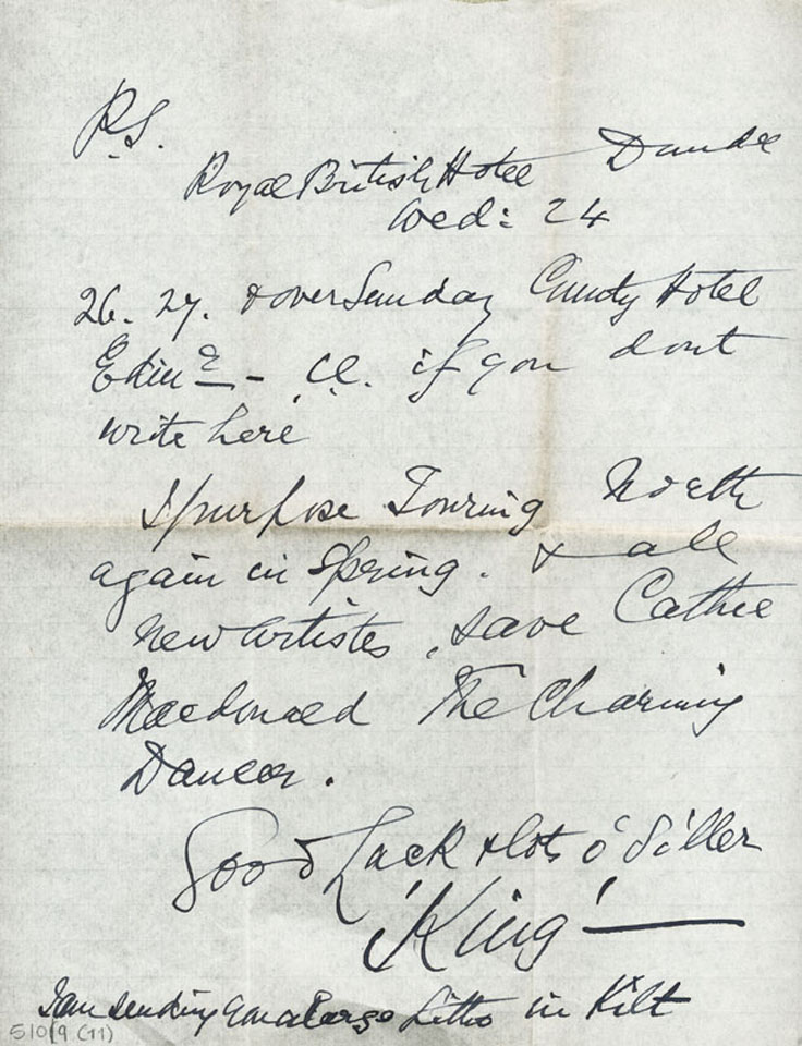 Fragment of letter to David Waterson