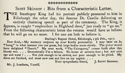 Scott Skinner: Bits from a Characteristic Letter