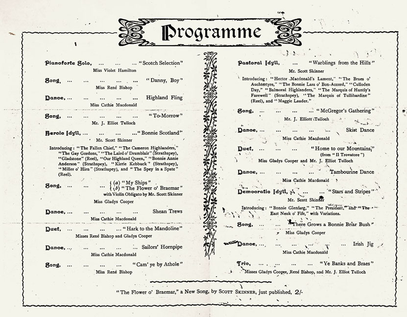 Scott Skinner Tour Concert Programme