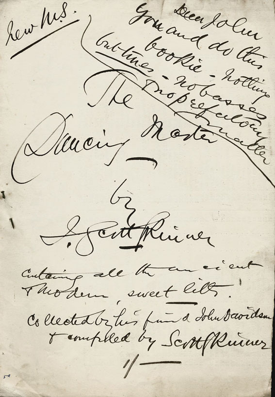Manuscript cover for 'The Dancing Master'