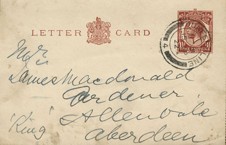 Letter card to James Macdonald