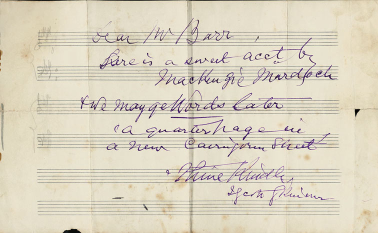 Note to Mr Barr re The Rosebud of Allanvale