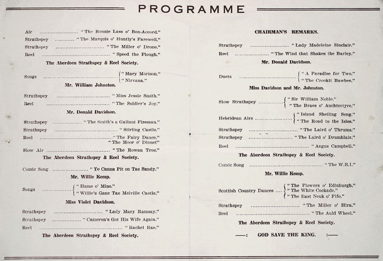 Programme for a Grand Concert in aid of the Scott Skinner Memorial Fund