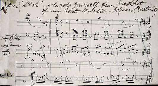 Note to Kiloh on verso of Bonnie Glenfarg