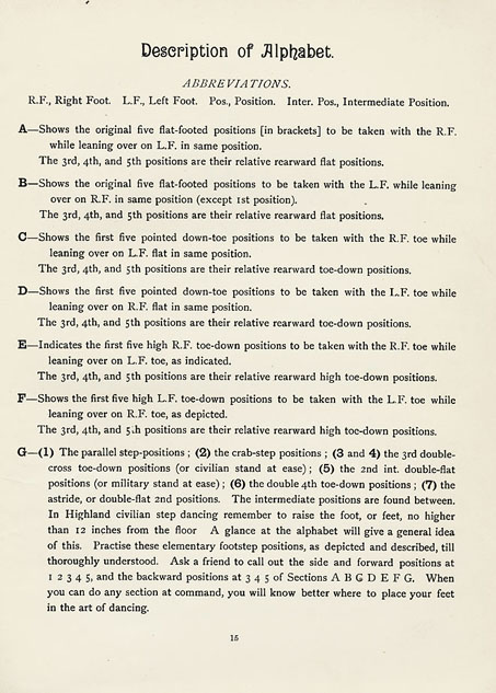 Alphabet of Footstep Positions - Description