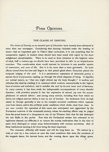 Press opinions of the work of D R Mackenzie, dancing master