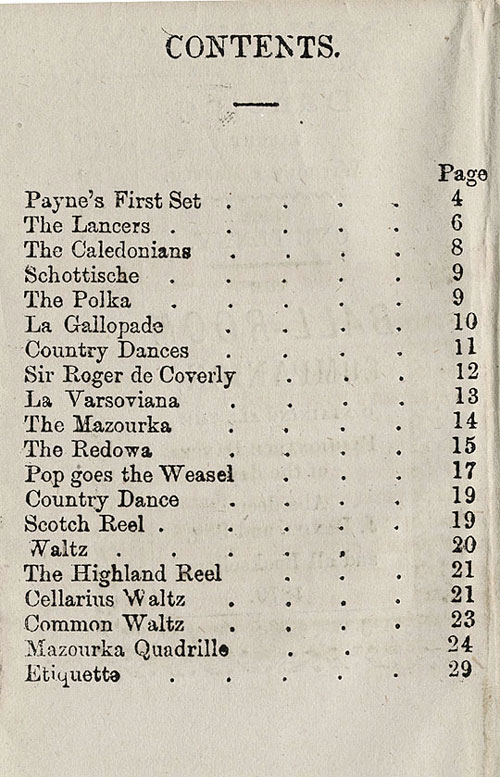 Contents, Ball-Room Guide, or Dancing Taught without a Master