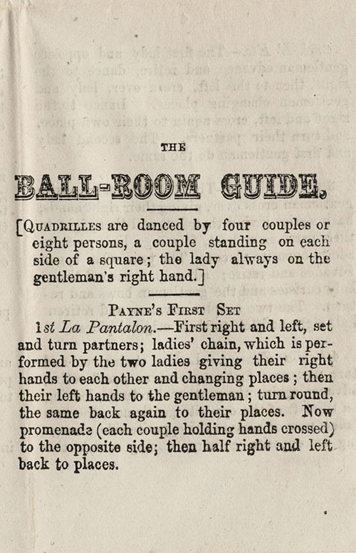 Page 1 of 3, Payne's First Set of Quadrilles, The Ball-Room Guide
